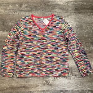 Women's NWT Large Multicolor V Neck Sweater
